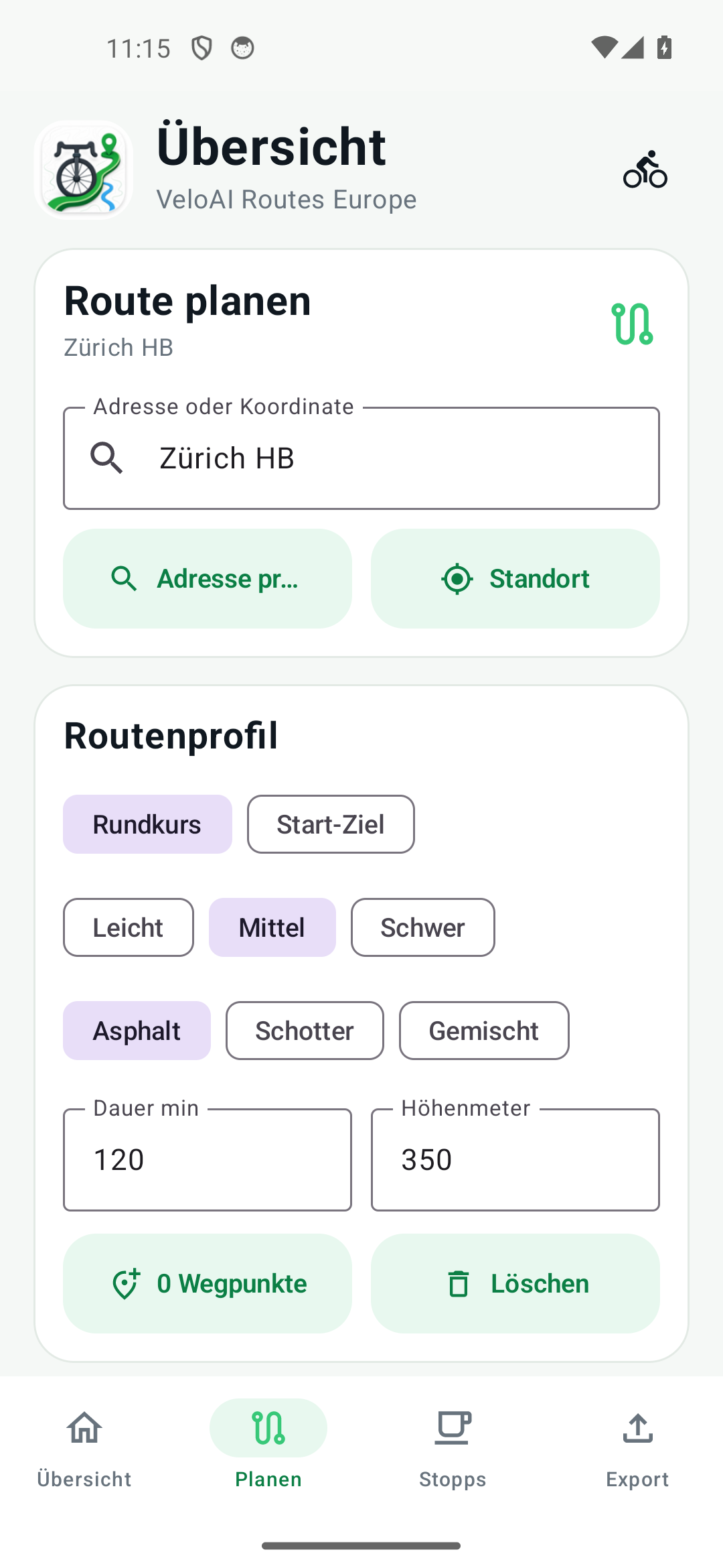 VeloAI echte Routenplanung