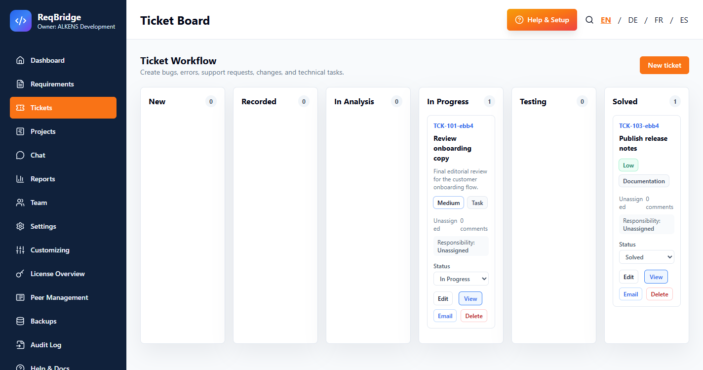 ReqBridge Team ticket workflow
